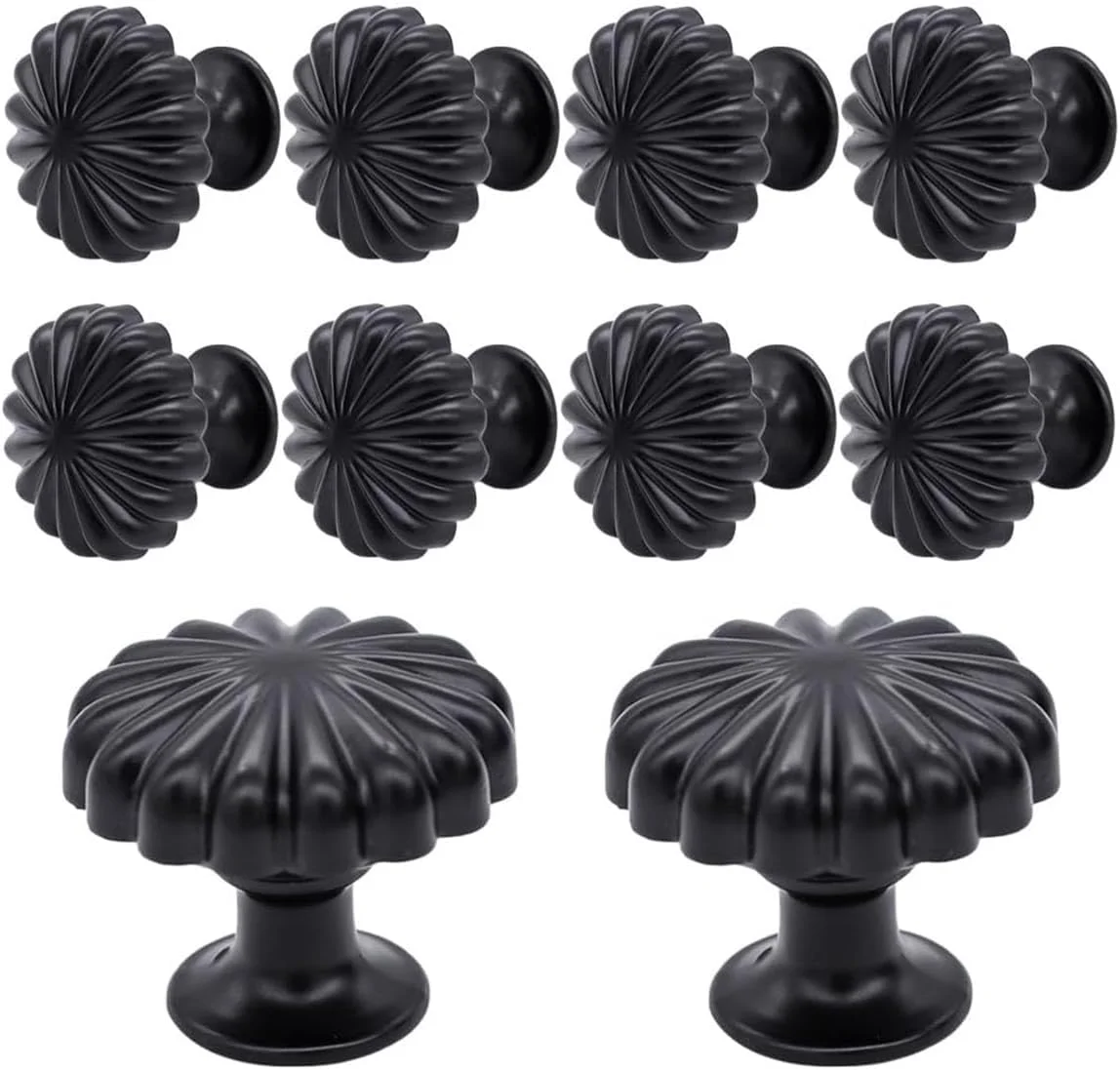 دستگیره کابینت مشکی بسته 10 عددی، دستگیره کشو مشکی مات آلیاژ روی، سخت افزار برای کابینت آشپزخانه، کمد و درب کمد لباس، دستگیره کشو کمد لباس مشکی وینتیج