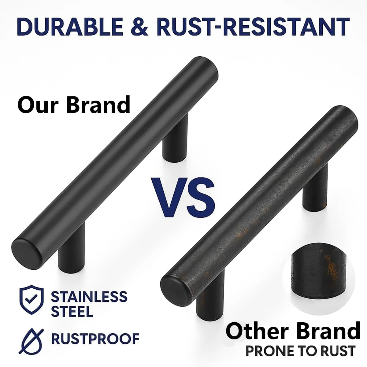 بسته 14 عددی | دستگیره کابینت 5 اینچی مشکی مات استیل ضد زنگ، دستگیره کشو آشپزخانه، کمد، روشویی، سخت افزار دراور، طول 5 اینچ، مرکز سوراخ 3 اینچ