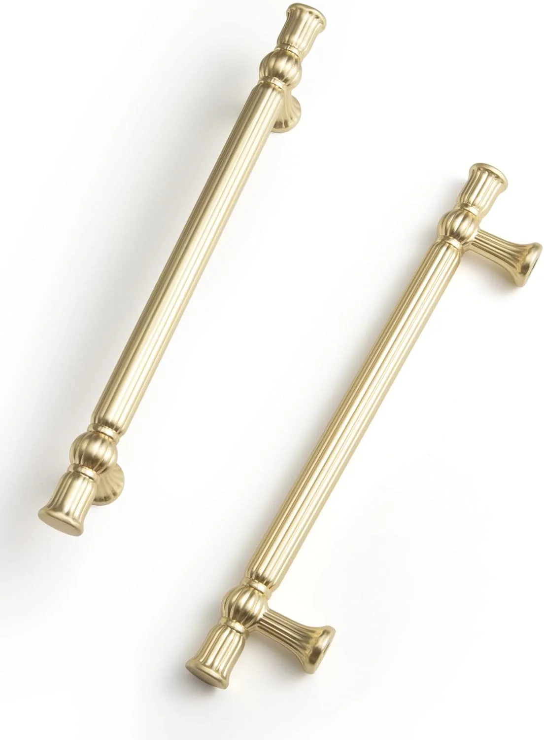 دستگیره کابینت طلایی مات - مرکز سوراخ 128 میلی‌متر، دستگیره کشو کلاسیک و قدیمی آلیاژ روی، سخت افزار کابینت کمد حمام آشپزخانه (2 عدد، طلایی مات، مرکز سوراخ 128 میلی‌متر)