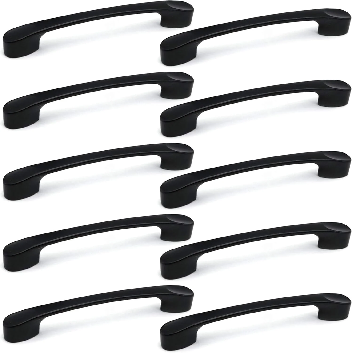 ست 10 عددی دستگیره و کشو کابینت مشکی مات، دستگیره مبلمان سخت افزاری، دستگیره درب کمد کابینت آشپزخانه آلیاژ روی، طول 135 میلی متر، مرکز سوراخ دستگیره 96 میلی متر با پیچ