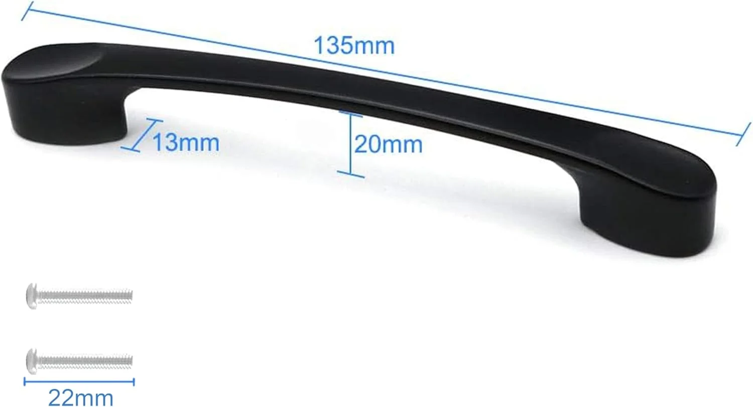 ست 10 عددی دستگیره و کشو کابینت مشکی مات، دستگیره مبلمان سخت افزاری، دستگیره درب کمد کابینت آشپزخانه آلیاژ روی، طول 135 میلی متر، مرکز سوراخ دستگیره 96 میلی متر با پیچ
