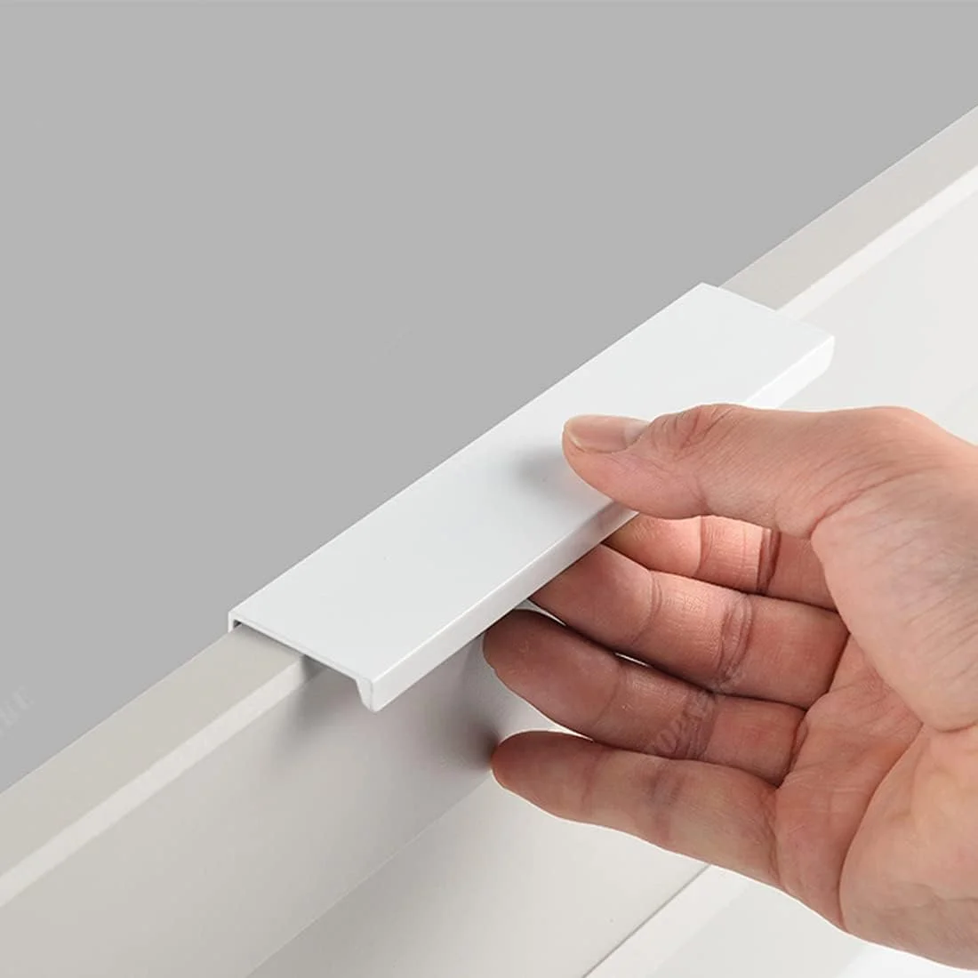 دستگیره لبه انگشتی مبلمان BOOLSFMAM، بسته 6 عددی، دستگیره مخفی کابینت و کشو آشپزخانه، سفید براق