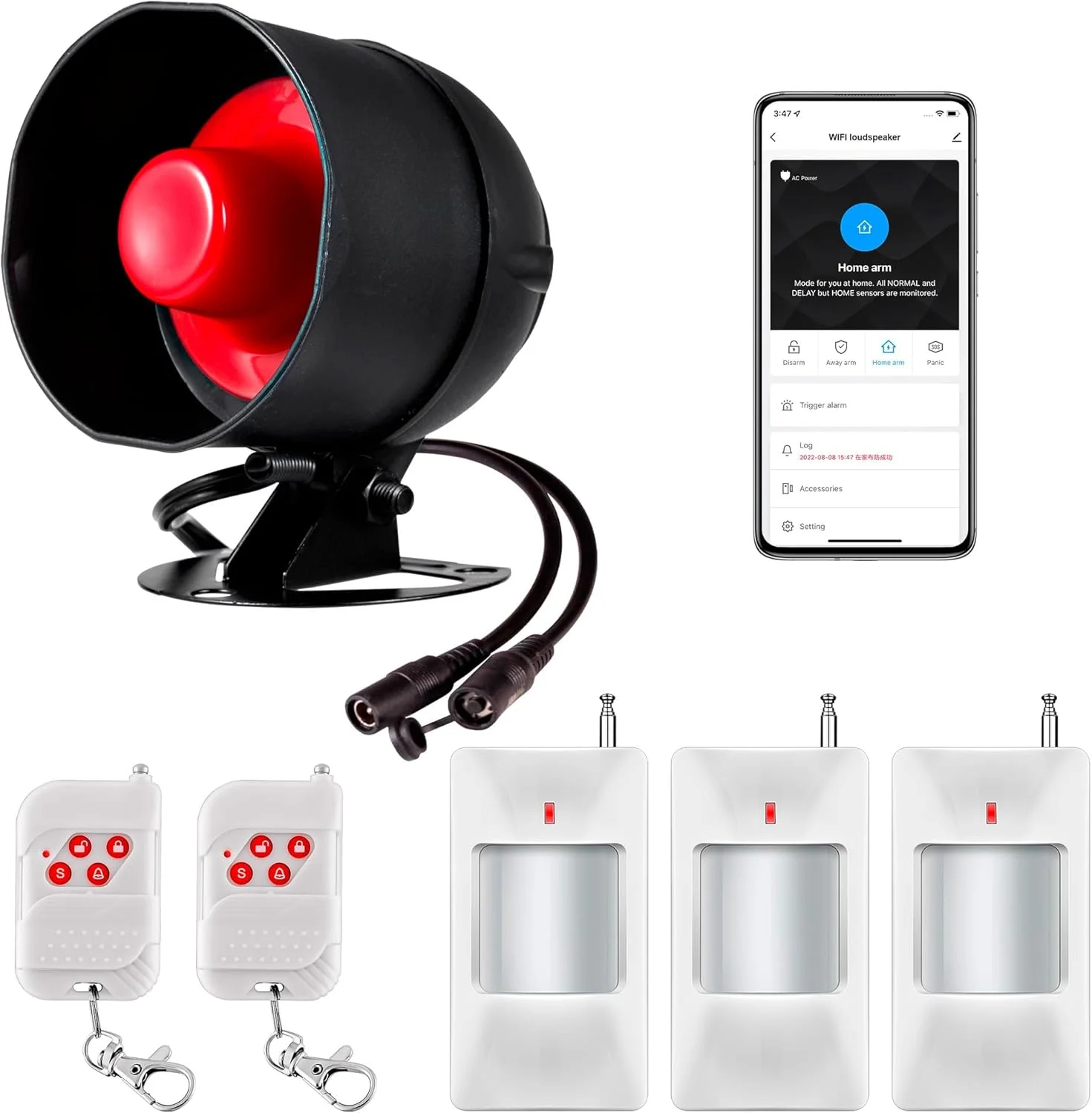 سیستم امنیتی خانه با آلارم وای فای، سیستم آلارم 120dB با سنسور حرکتی و کنترل از راه دور، سیستم آلارم بی سیم برای آلارم گاراژ سوله