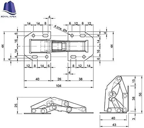 لولای کابینت بی یلا 4 اینچی 90 درجه - طراحی قورباغه ای فنری شکل پل برای درب های کابینت آشپزخانه با پوشش کامل (2 عدد)
