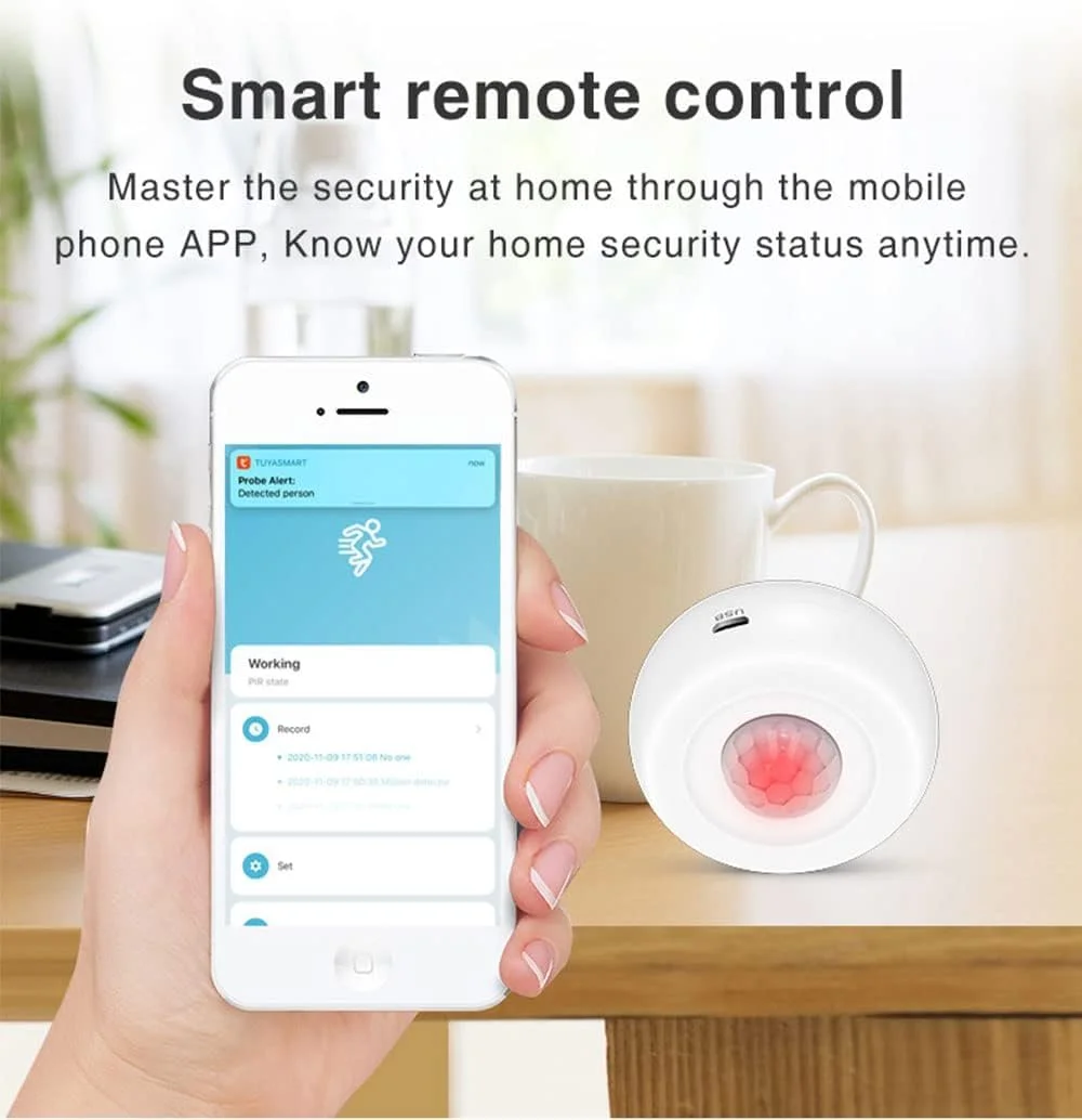 سنسور حرکتی هوشمند PIR UanTii Tuya WIFI، ردیاب مادون قرمز بی سیم، ردیاب حرکت، سنسور دزدگیر امنیتی برای امنیت خانه، کنترل از راه دور برنامه Smart Life