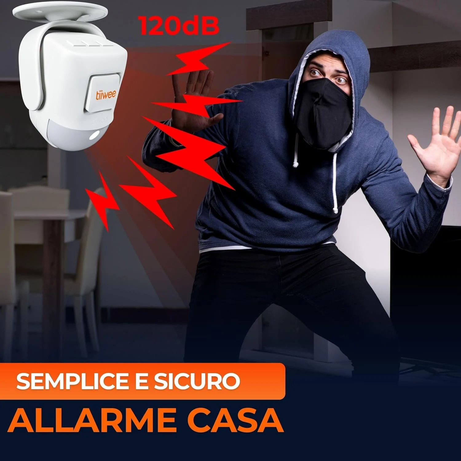 آلارم سنسور حرکتی PIR مدل tiiwee X4 با کنترل از راه دور - 120 دسی بل - قابل ارتقا - سیستم آلارم فناوری امنیتی داخلی محافظت در برابر سرقت