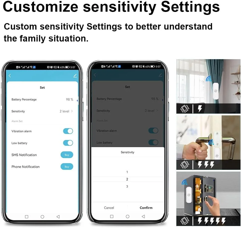 آشکارساز لرزش هوشمند UanTii، حسگر لرزش وای فای Tuya، سیستم امنیتی خانه هوشمند با پشتیبانی از برنامه Smart Life برای نظارت از راه دور، بدون نیاز به هاب (سفید)