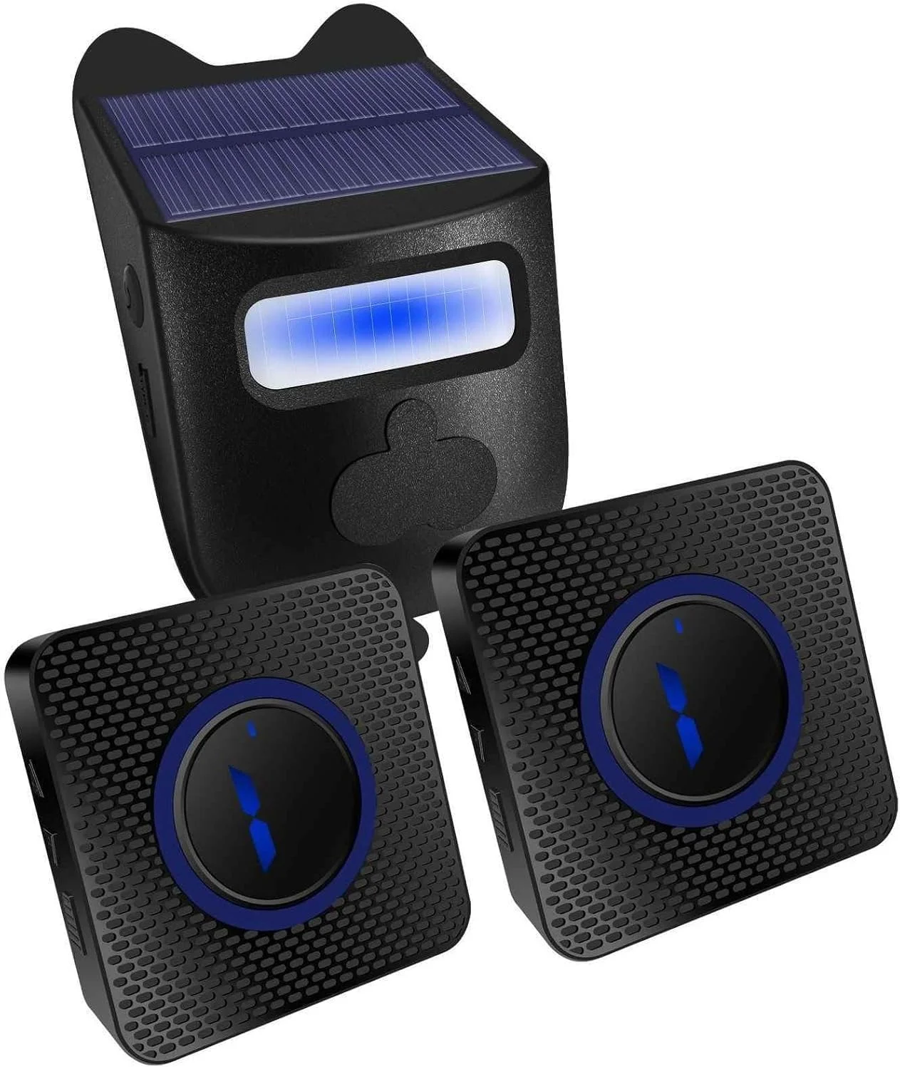 سیستم هشدار دهنده خورشیدی درب منزل Topyond، امنیت بی سیم با برد بلند، زنگ درب مادون قرمز با سنسور حرکتی، 1 آشکارساز، 2 گیرنده، حفاظت از خانه، دوشاخه EU برای امنیت