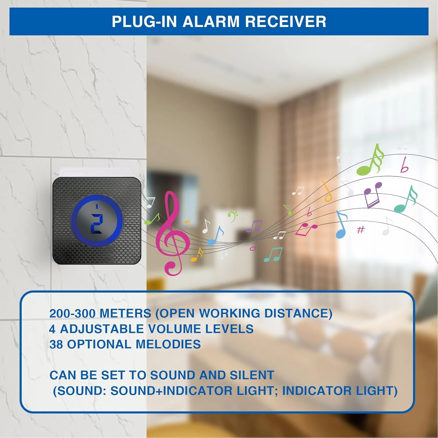 سیستم هشدار دهنده خورشیدی درب منزل Topyond، امنیت بی سیم با برد بلند، زنگ درب مادون قرمز با سنسور حرکتی، 1 آشکارساز، 2 گیرنده، حفاظت از خانه، دوشاخه EU برای امنیت