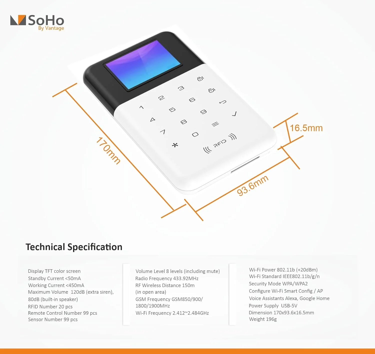 کیت دزدگیر SoHo by Vantage - Aegis، دزدگیر امنیتی | شامل سنسور حرکتی، سنسور درب، ریموت | آژیر داخلی | امکان افزودن تا 199 سنسور برای پوشش هر گوشه از خانه | کنترل از طریق اپلیکیشن