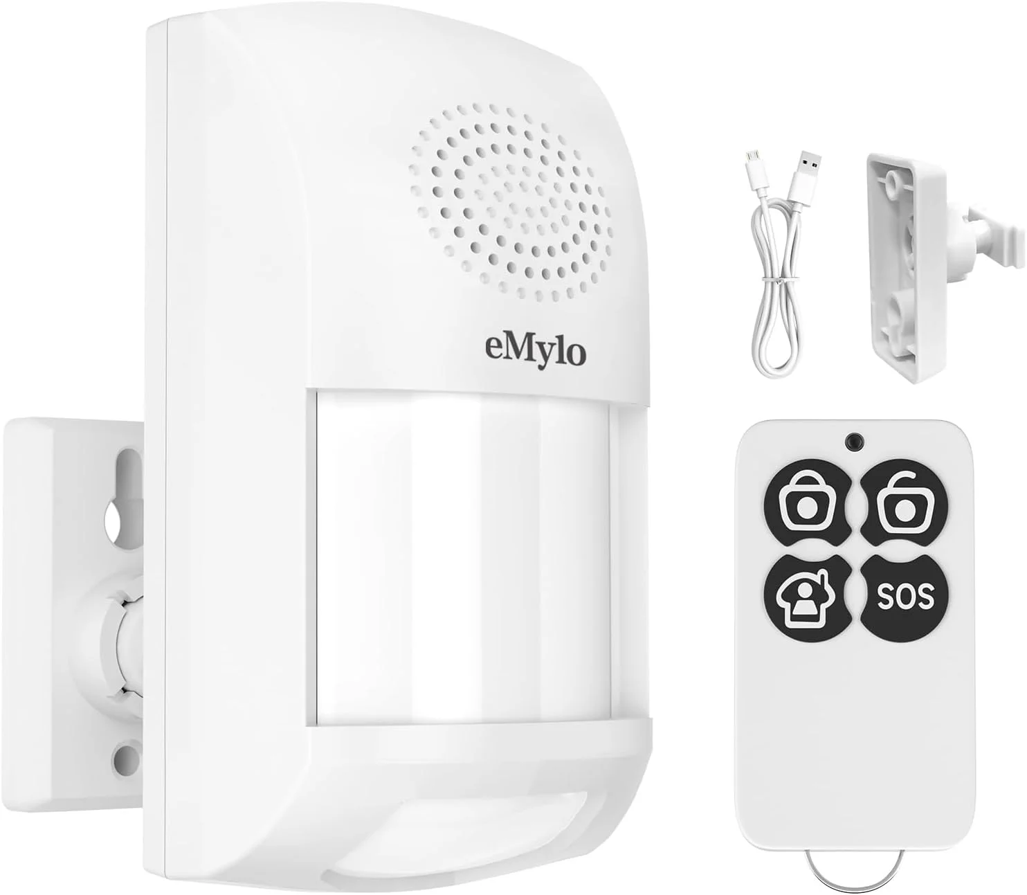 آلارم سنسور حرکتی eMylo، سیستم آلارم امنیتی خانه با سنسور حرکتی، سنسور مادون قرمز داخلی، زنگ درب قابل حمل، آلارم برای سرقت، امنیت، برای خانه و مراکز خرید (با منبع تغذیه USB)