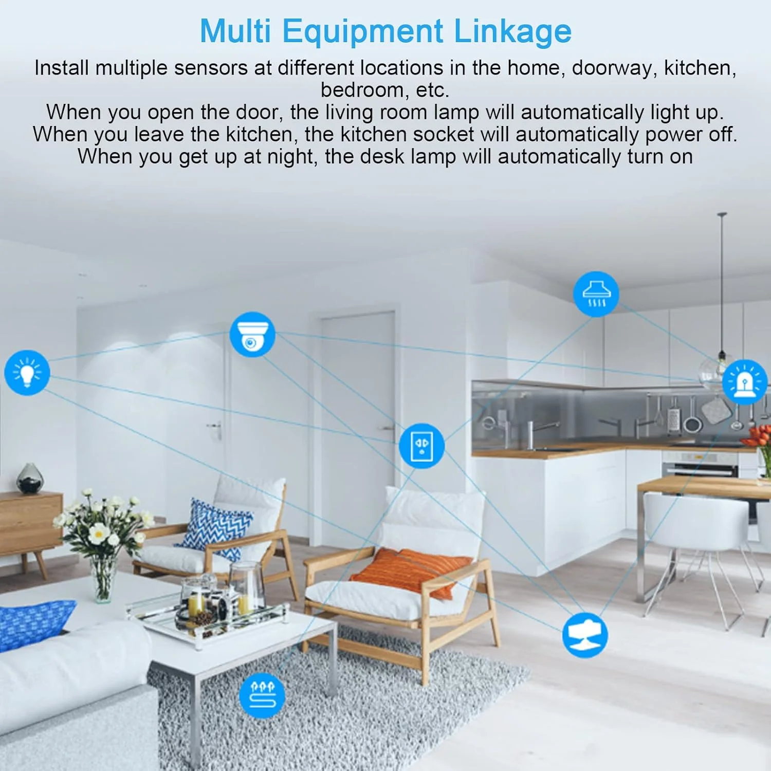 سنسور حرکتی PIR وای فای، آشکارساز حرکتی هوشمند بی سیم با حساسیت بالا با اعلان هشدار برای سیستم امنیتی خانه، ABS سفید