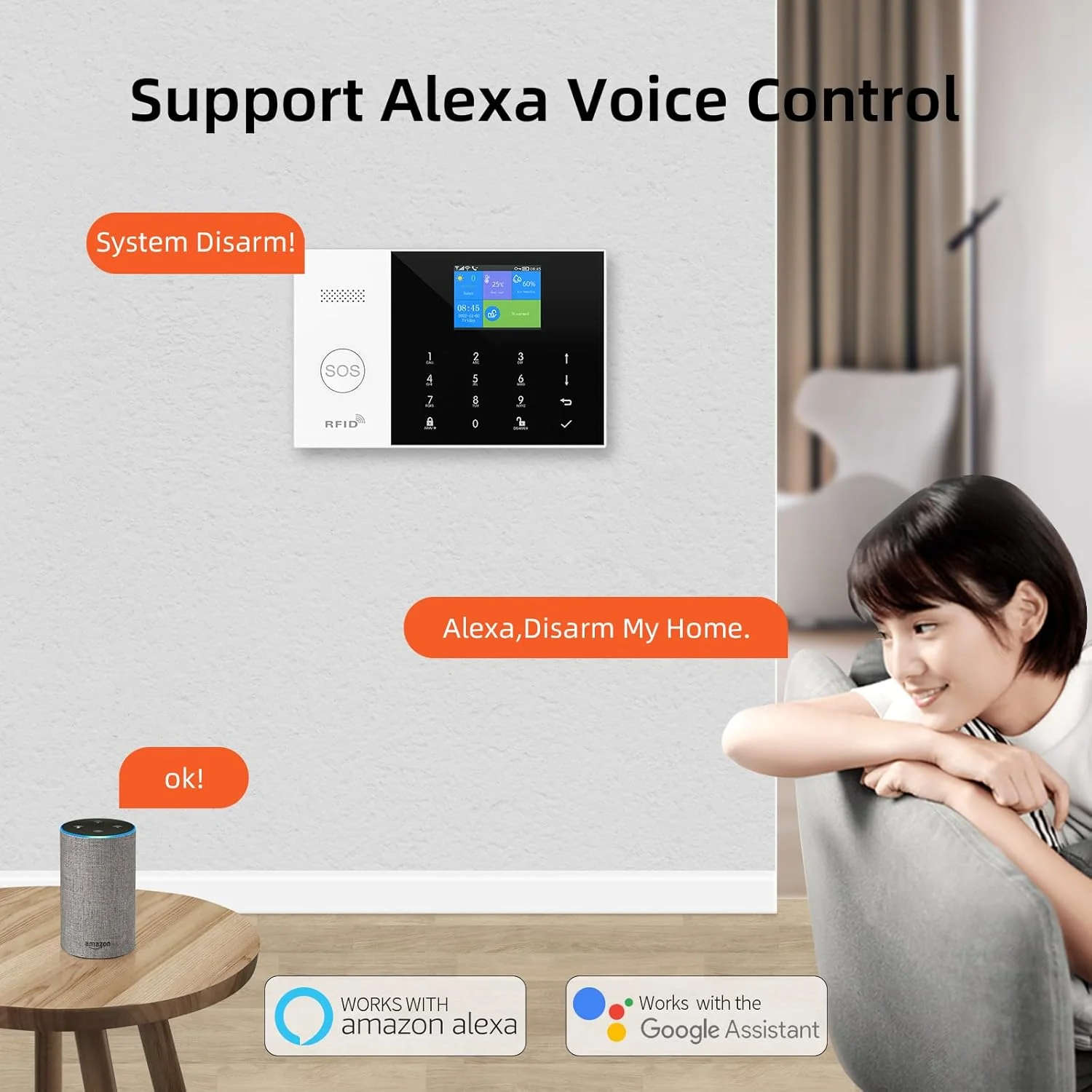 کیت 24 قطعه ای دزدگیر هوشمند خانه PGST WiFi+GSM/4G، سیستم دزدگیر امنیتی بی سیم خانه، سنسورهای ورودی درب/پنجره با هشدار برنامه Smart Life و Tuya، با دستیار گوگل و الکسا