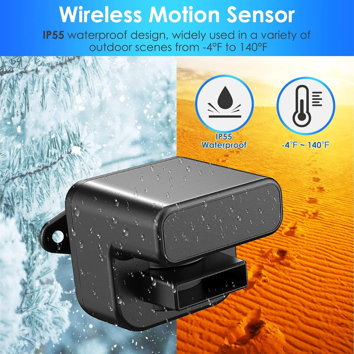 آلارم درب ورودی بی سیم PHYSEN، سیستم دزدگیر حسگر حرکتی PIR در فضای باز با برد بلند، کیت زنگ درب سنسور حرکتی امنیتی خانگی DIY برای محافظت از گاراژ/سوله/امنیت باغ، 1 گیرنده و 1 سنسور