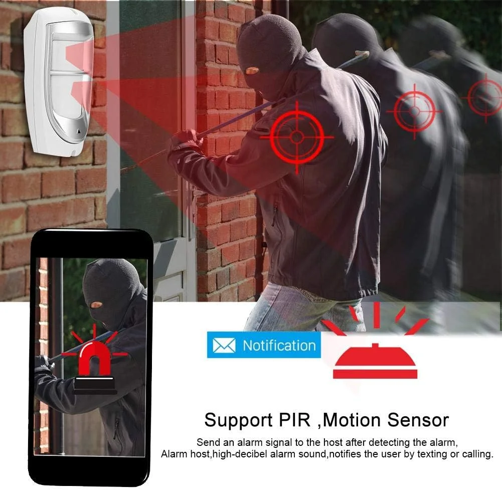 سنسور حرکتی PIR، سیستم دزدگیر مادون قرمز دو پرتویی ضد آب سیمی برای امنیت خانه