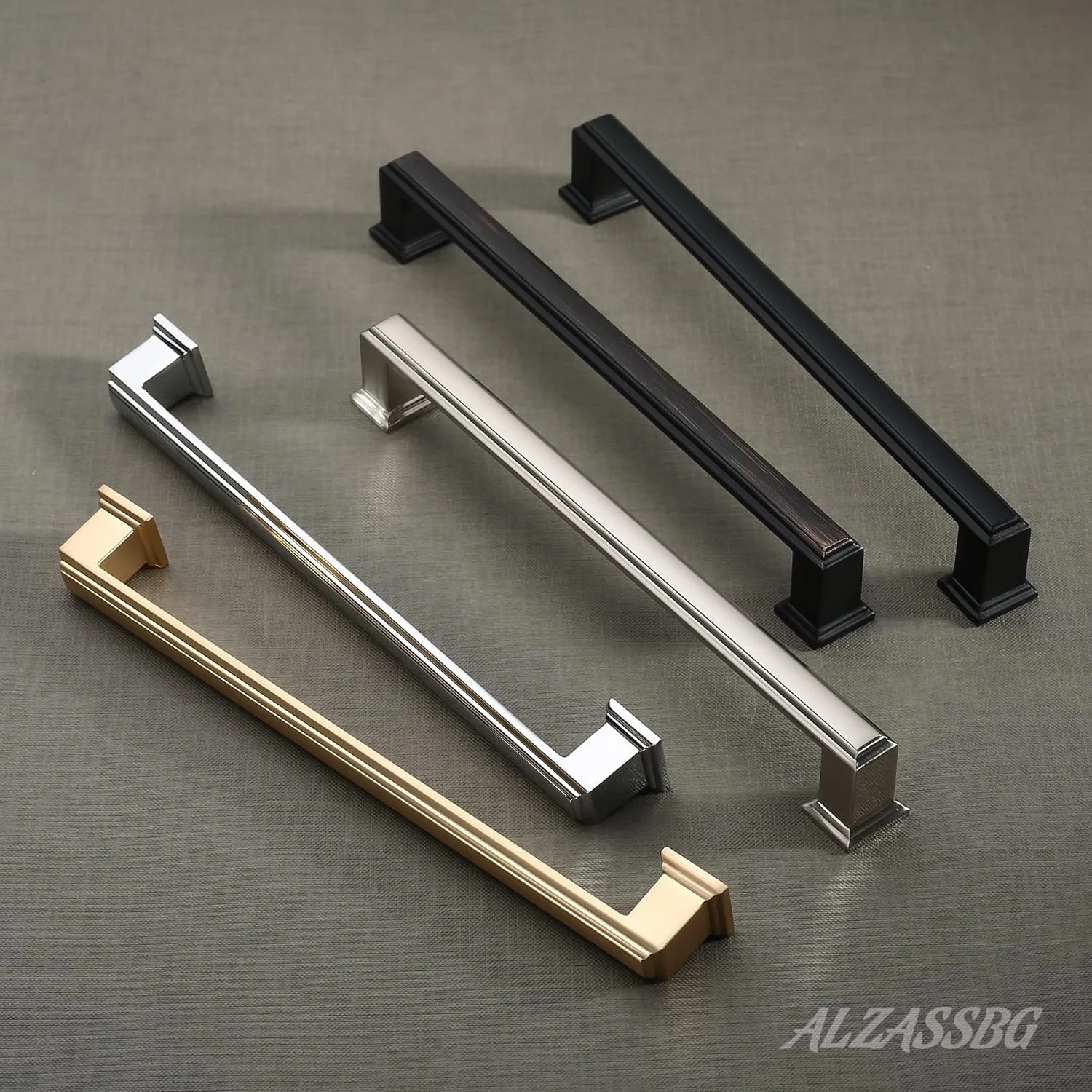 دستگیره کابینت Alzassbg، بسته 6 عددی، نیکل ساتن برس خورده، فاصله مرکز سوراخ 288 میلی متر، دستگیره های سخت افزاری آشپزخانه برای کابینت و کشو مدل AL3071SN