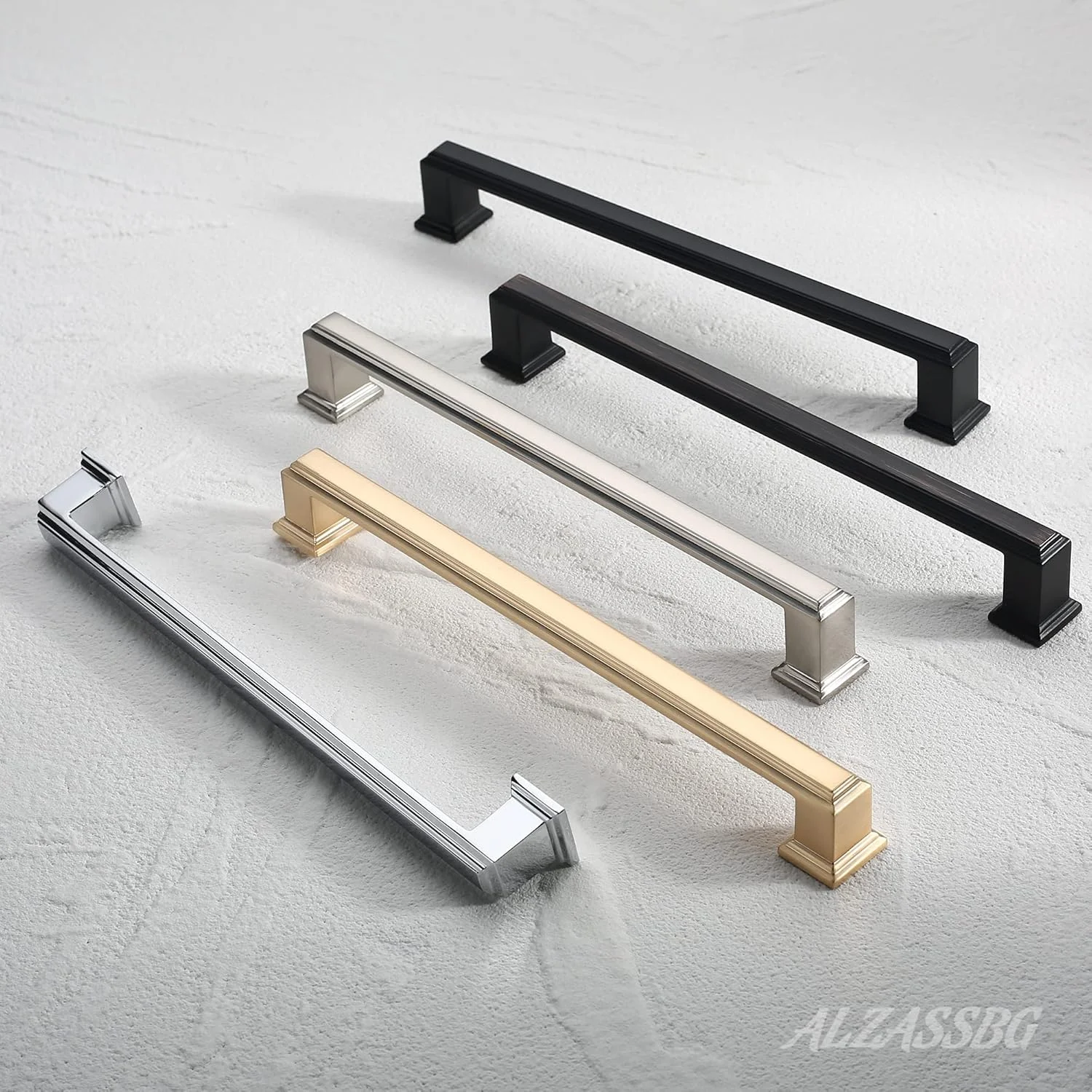 دستگیره کابینت Alzassbg، بسته 6 عددی، نیکل ساتن برس خورده، فاصله مرکز سوراخ 288 میلی متر، دستگیره های سخت افزاری آشپزخانه برای کابینت و کشو مدل AL3071SN