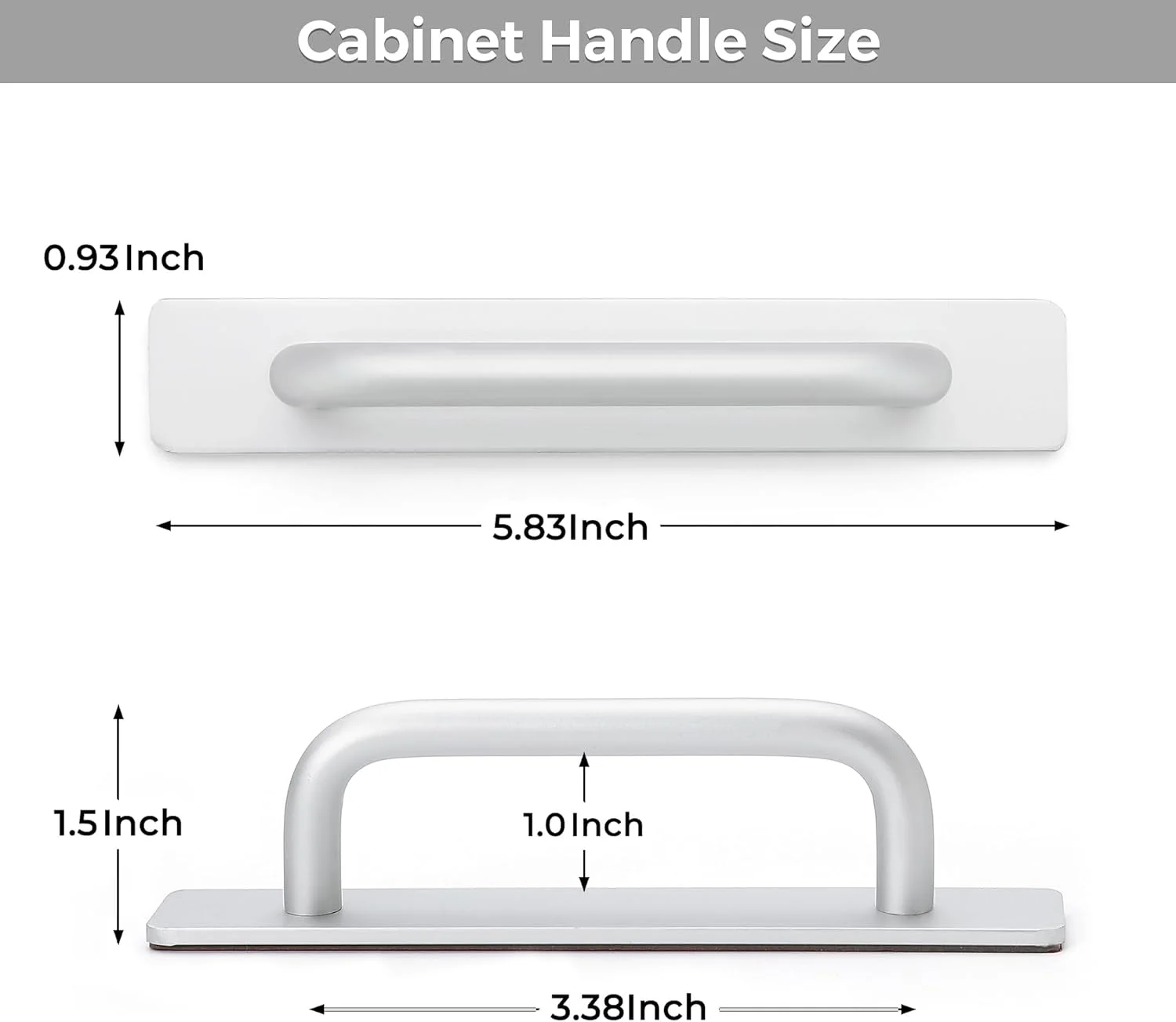 دستگیره چسبی دو عددی، دستگیره فوری کابینت با چسبندگی قوی 14.8 سانتی‌متری، دستگیره فشاری کشو، دستگیره کمکی کشویی درب توری، مناسب برای کمد دیواری و پنجره کشویی - نقره‌ای