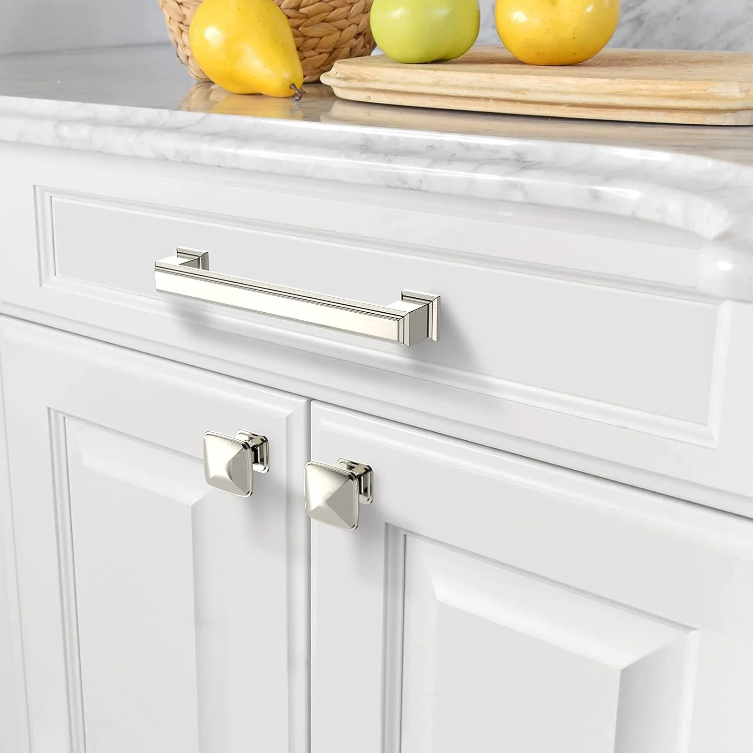 دستگیره کابینت Amerdeco بسته 10 عددی نیکل ساتن برس خورده، 128 میلی متر فاصله سوراخ، سخت افزار کابینت آشپزخانه، دستگیره کابینت، دستگیره کمد، دستگیره کشو