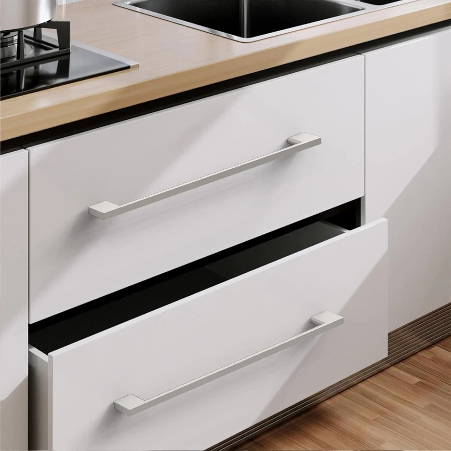 دستگیره کابینت نیکل ساتن برس خورده 9BUILD بسته 10 عددی، دستگیره های 10 اینچی سخت افزاری برای کابینت آشپزخانه و کمد