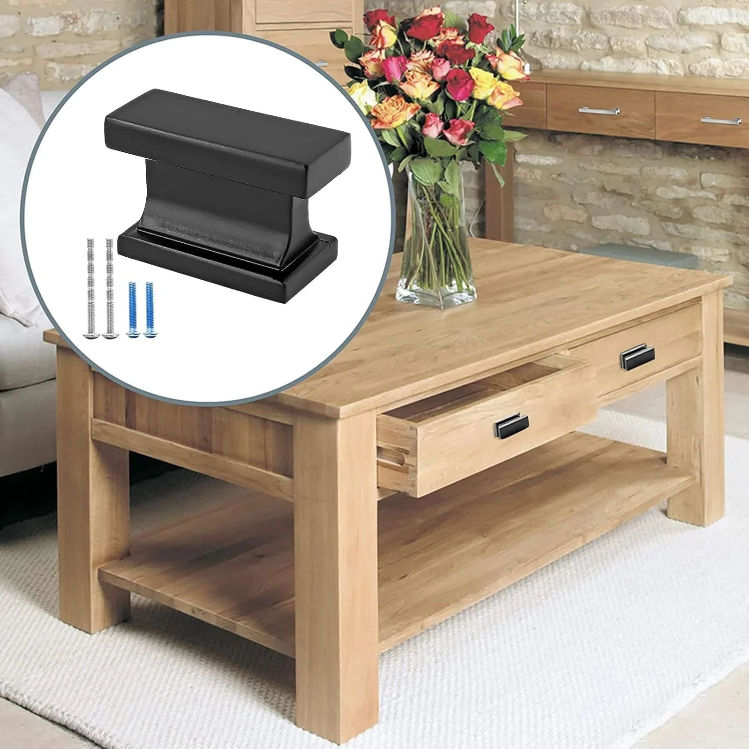 دستگیره کابینت 4basix، دستگیره مستطیلی سخت افزار کابینت دستگیره کمد برای کشو، مشکی مات (مدرن، 5 عددی)