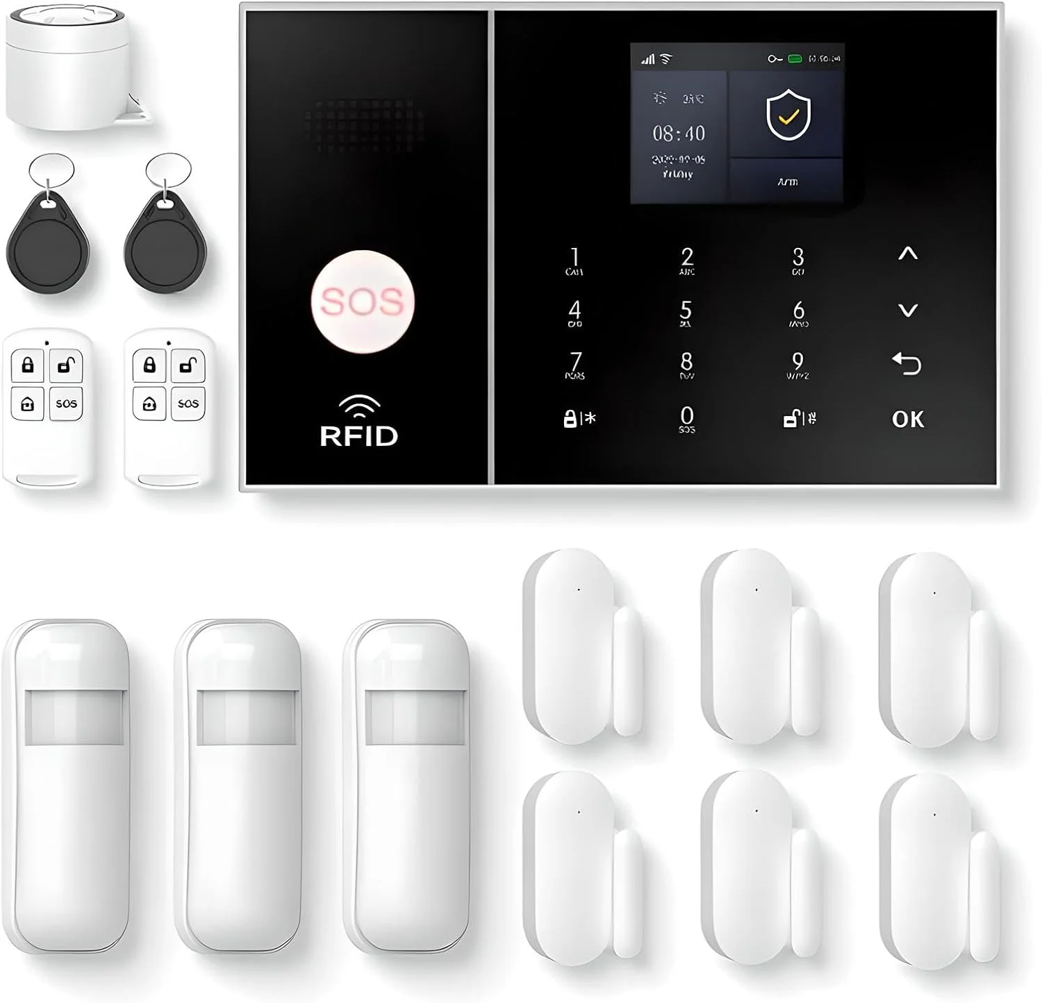 سیستم امنیتی خانه هوشمند بی سیم NUNET، کیت آلارم 15 تکه (سنسورهای حرکتی، آژیر، ریموت) - سیستم آلارم WiFi برای ایمنی خانه، هشدارهای برنامه، سازگار با Alexa/Google، بدون هزینه اشتراک ماهانه، نصب آسان