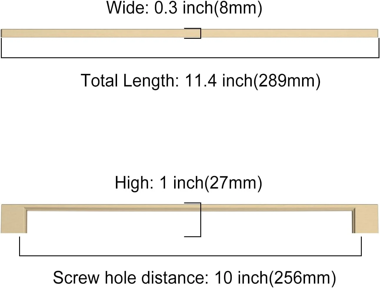 دستگیره کابینت آشپزخانه آسیدراما، برنجی برس خورده، 10 عددی، 256 میلی متر، دستگیره کشو کمد و کابینت