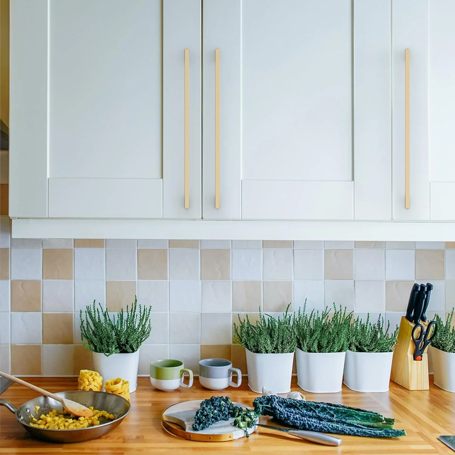 دستگیره کابینت آشپزخانه آسیدراما، برنجی برس خورده، 10 عددی، 256 میلی متر، دستگیره کشو کمد و کابینت