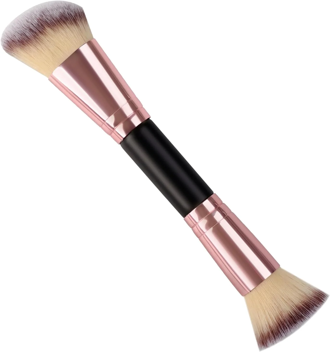 براش فونداسیون loghohu، براش کانتور، براش آرایشی دو طرفه، براش های آرایشی صورت گرد و زاویه دار برای ترکیب کانسیلر، کرم رژگونه، پودر رژگونه، هایلایتر کرمی و پودر تثبیت کننده