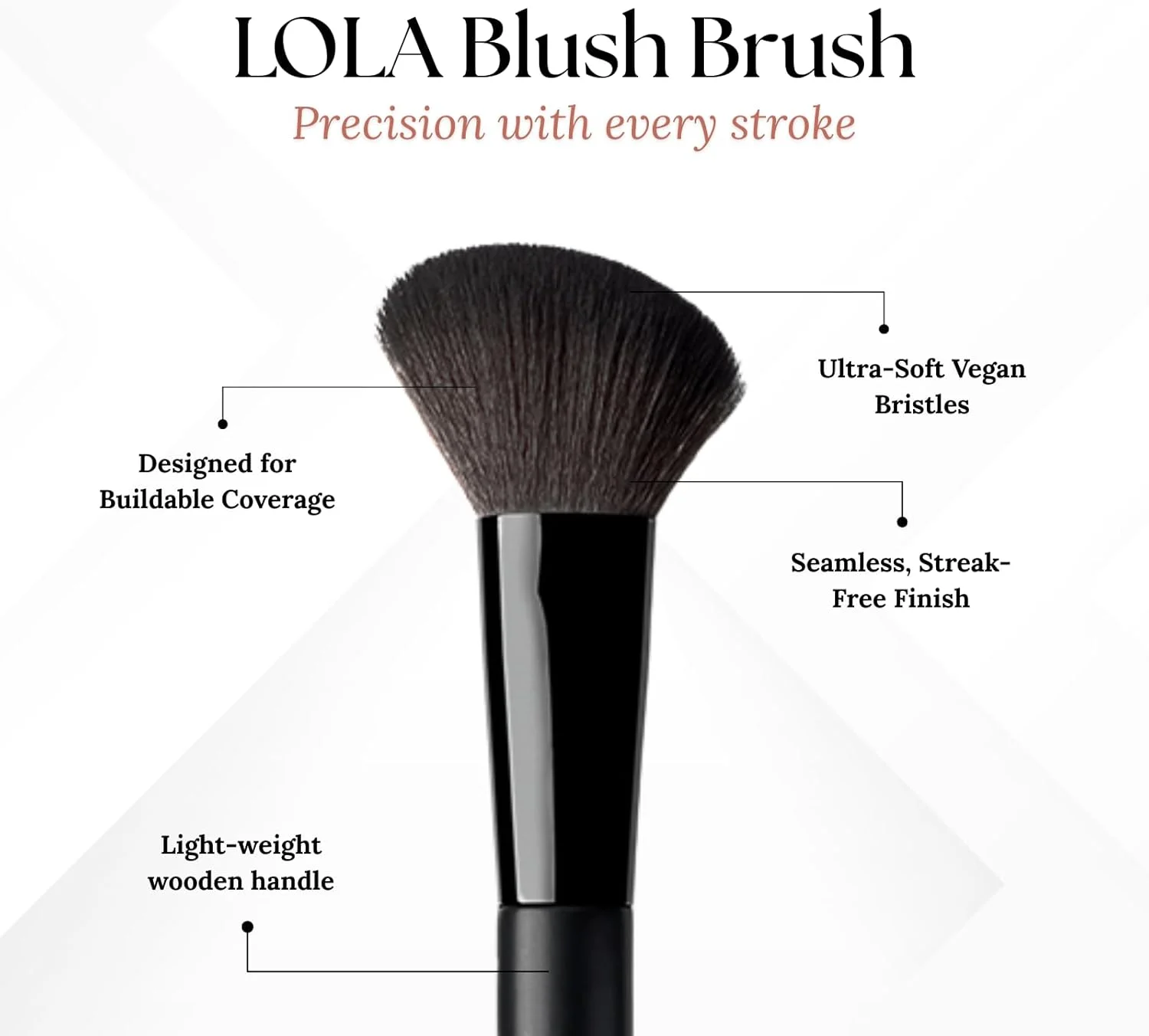 برس رژگونه زاویه دار لولا میکاپ بای پرس - برس حرفه ای صورت برای رژگونه و کانتور - موهای مصنوعی بسیار نرم - وگان و بدون تست حیوانی