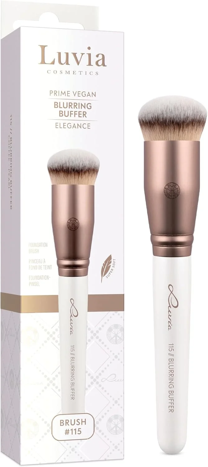 برس آرایشی Luvia Cosmetics، برس بافر محو کننده، برس آرایشی فونداسیون برای ترکیب یکنواخت و سبک، برس وگان