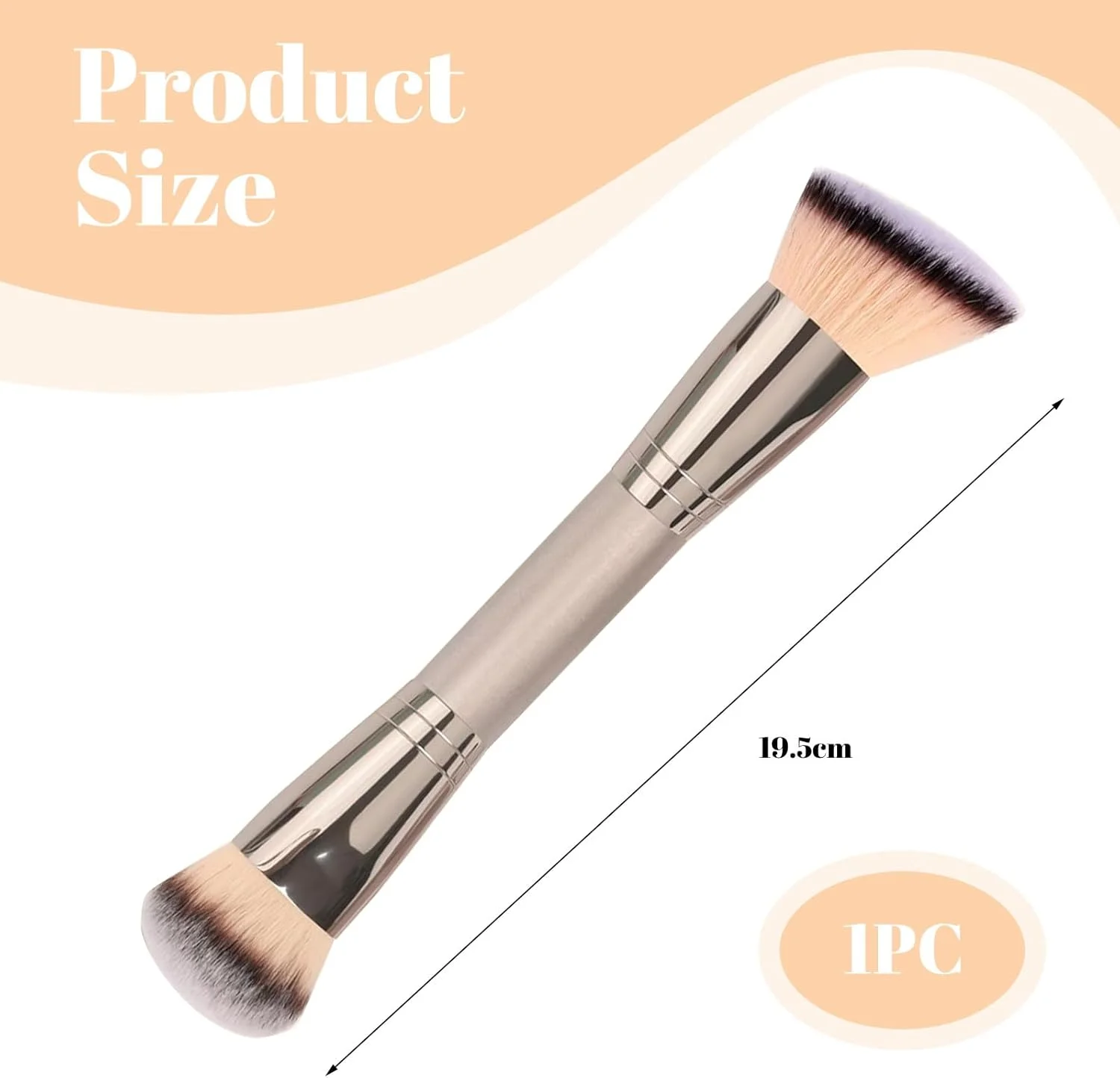 براش کرم پودر دو سر LunarCharm، براش آرایشی گرد و زاویه دار، برای ترکیب و استفاده بی نقص کرم مایع، پودر، کرم و رژگونه