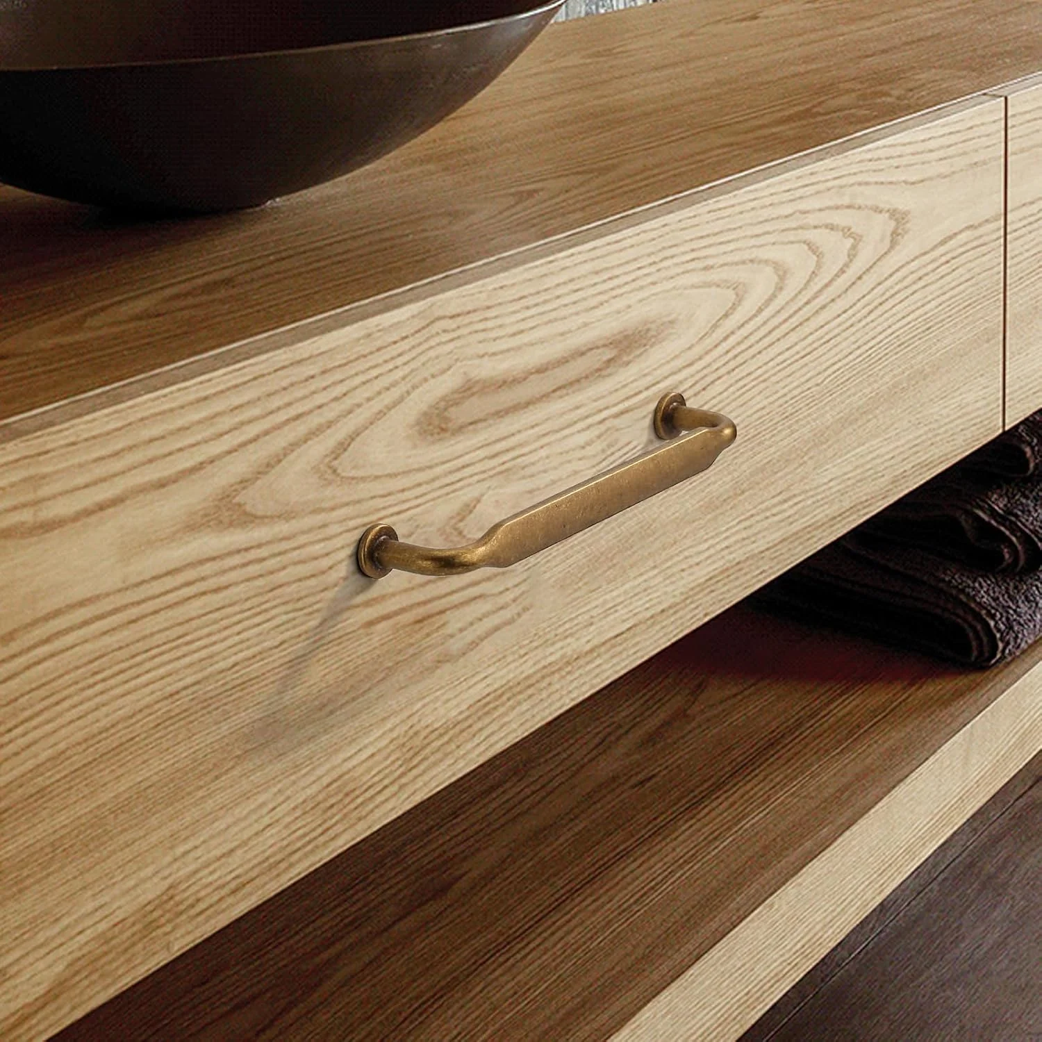 دستگیره کابینت آشپزخانه آسیدراما، برنجی عتیقه، 10 عددی، 5 اینچی (128 میلی متر)، دستگیره کشو کمد