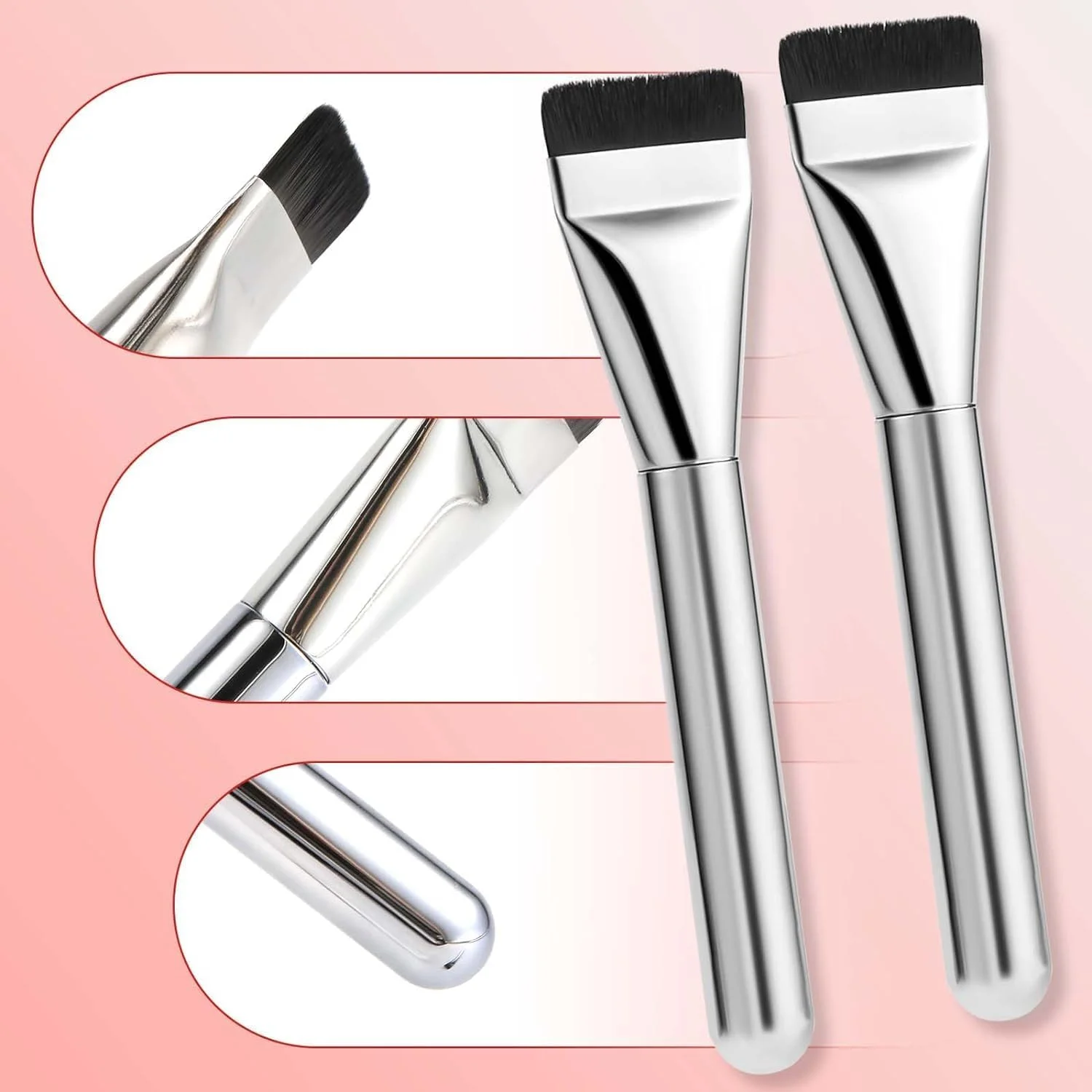 LUYAO ست 2 عددی براش فونداسیون تخت، براش آرایشی فونداسیون تیغه ای فوق العاده نازک، مناسب برای ترکیب کرم مایع فونداسیون، کانسیلر، ابزار براش آرایشی صورت LUYAO ست 2 عددی براش فونداسیون تخت، براش آرایشی فونداسیون تیغه ای فوق العاده نازک، مناسب برای ترکیب کرم مایع فونداسیون، کانسیلر، ابزار براش آرایشی صورت