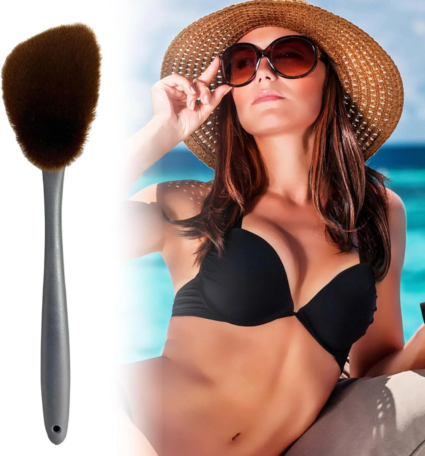 اپلیکاتور لوسیون برای پشت - اپلیکاتور کرم ضد آفتاب برای پشت - ابزار دسته بلند، برس آرایشی بدن برای کانتورینگ، فونداسیون مایع، مرطوب کننده و برنزه کننده