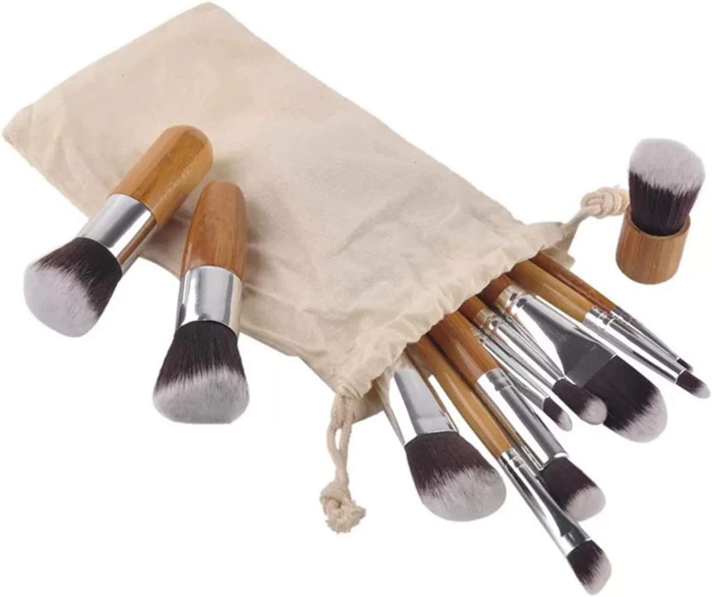 ست برس آرایشی Luqeeg، 11 عدد برس آرایشی با دسته بامبو، لوله آلومینیومی و پشم نایلونی، مناسب برای مسافرت، ایده آل برای استفاده شخصی یا به عنوان هدیه ست برس آرایشی Luqeeg، 11 عدد برس آرایشی با دسته بامبو، لوله آلومینیومی و پشم نایلونی، مناسب برای مسافرت، ایده آل برای استفاده شخصی یا به عنوان هدیه