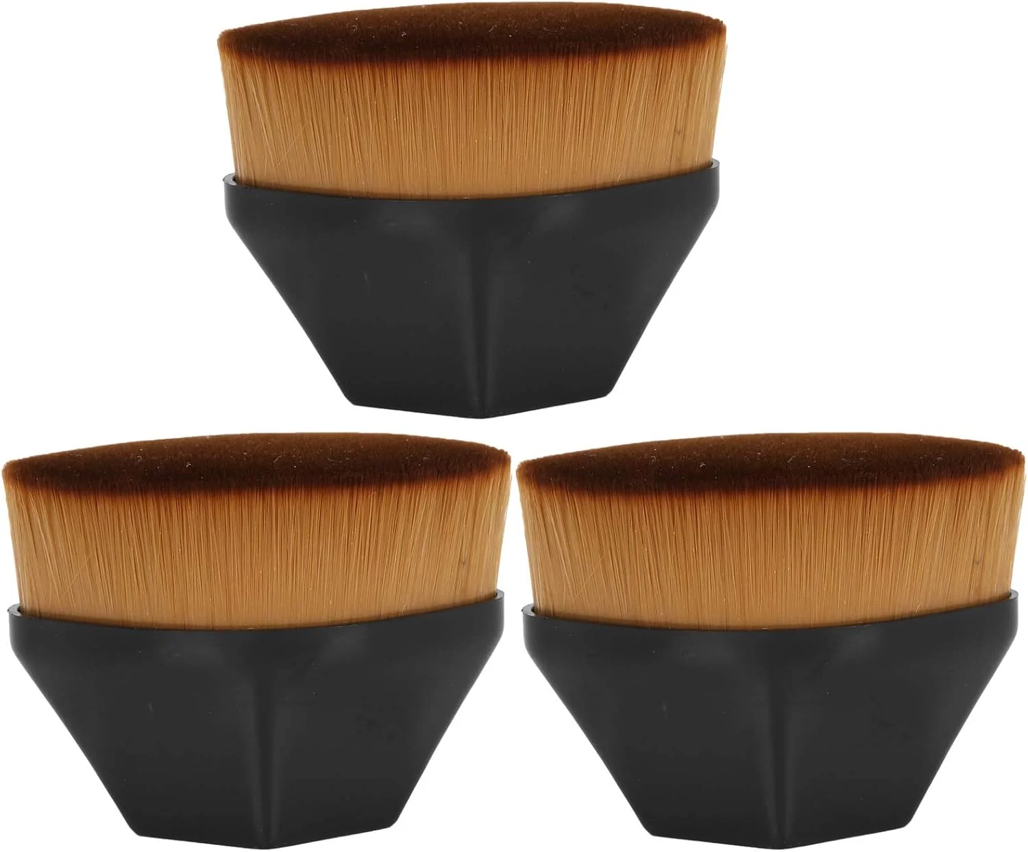 ست برس آرایشی مایع 3 عددی، برس کرم پودر یا لوازم آرایشی مایع ترکیبی با جعبه محافظ (مشکی)