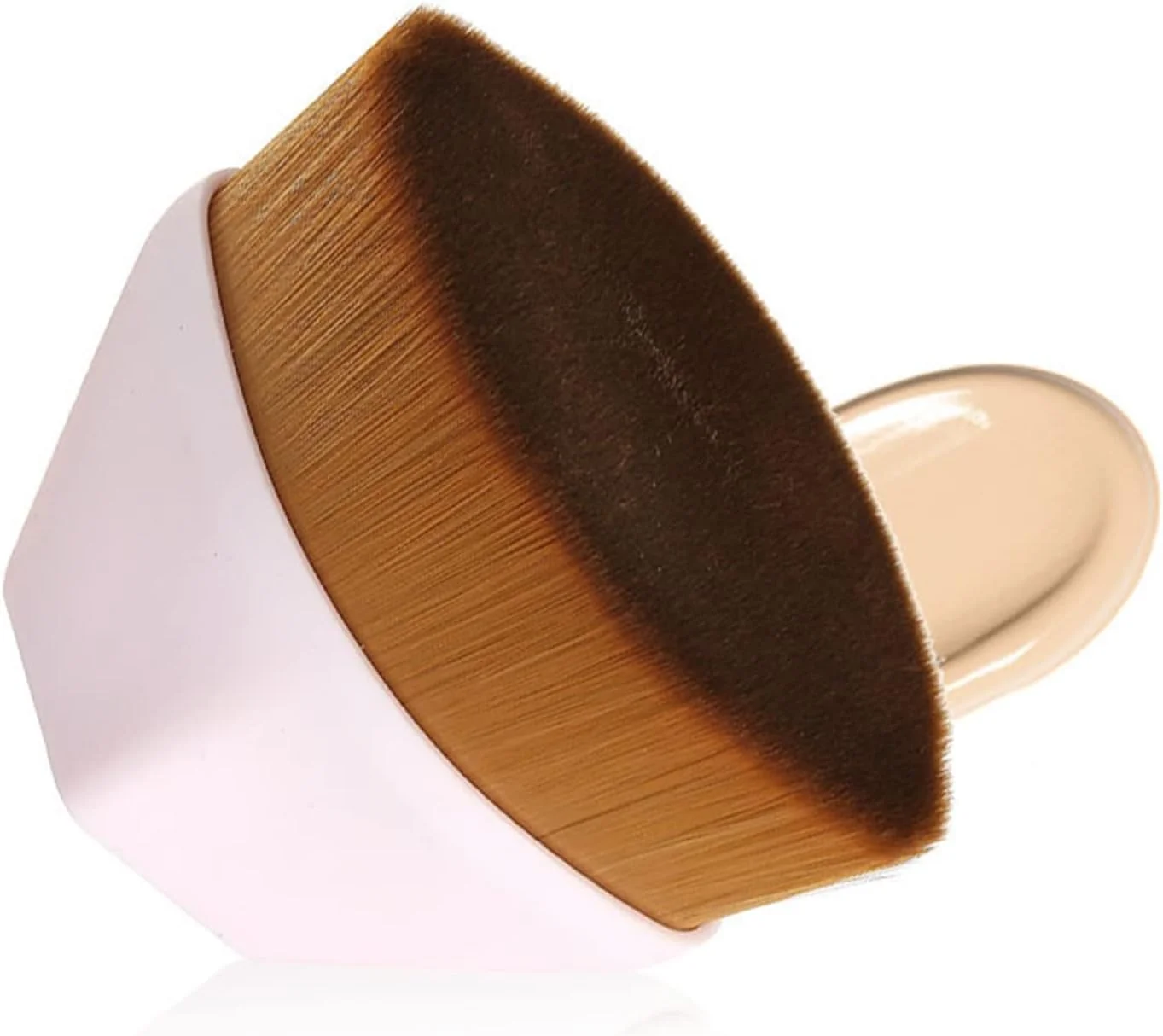 براش کرم پودر بدون رد لایموس، براش آرایشی سر تخت، نرم و سازگار با پوست، برای آرایش پایه سریع و بی نقص