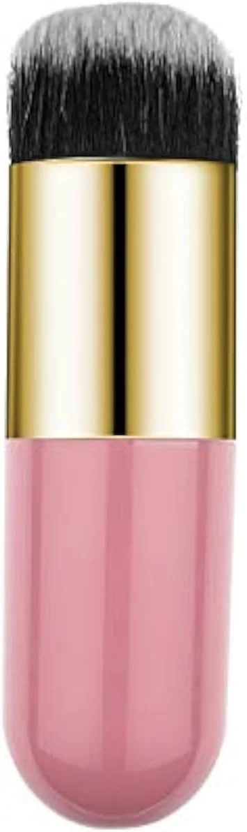 براش کرم پودر کوتاه و پهن LANGMANNI: ابزار آرایشی سر گرد نقره ای برای کرم پودر و بی بی کرم (طلای پودری)