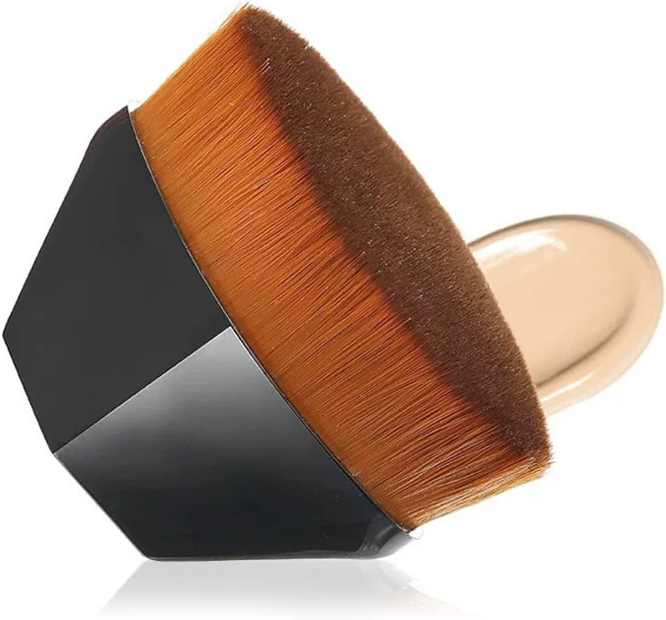 براش کرم پودر بدون رد لایبیموس، براش آرایشی سر تخت، نرم و سازگار با پوست، برای آرایش پایه سریع و بی نقص