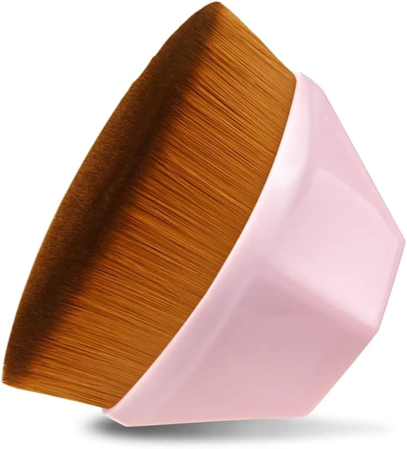 براش کرم پودر KCOQINA، براش کرم پودر برای آرایش، براش کابوکی سر تخت شش ضلعی برای ترکیب مایع، کرم یا لوازم آرایشی پودری بی عیب و نقص، شامل جعبه محافظ (صورتی)