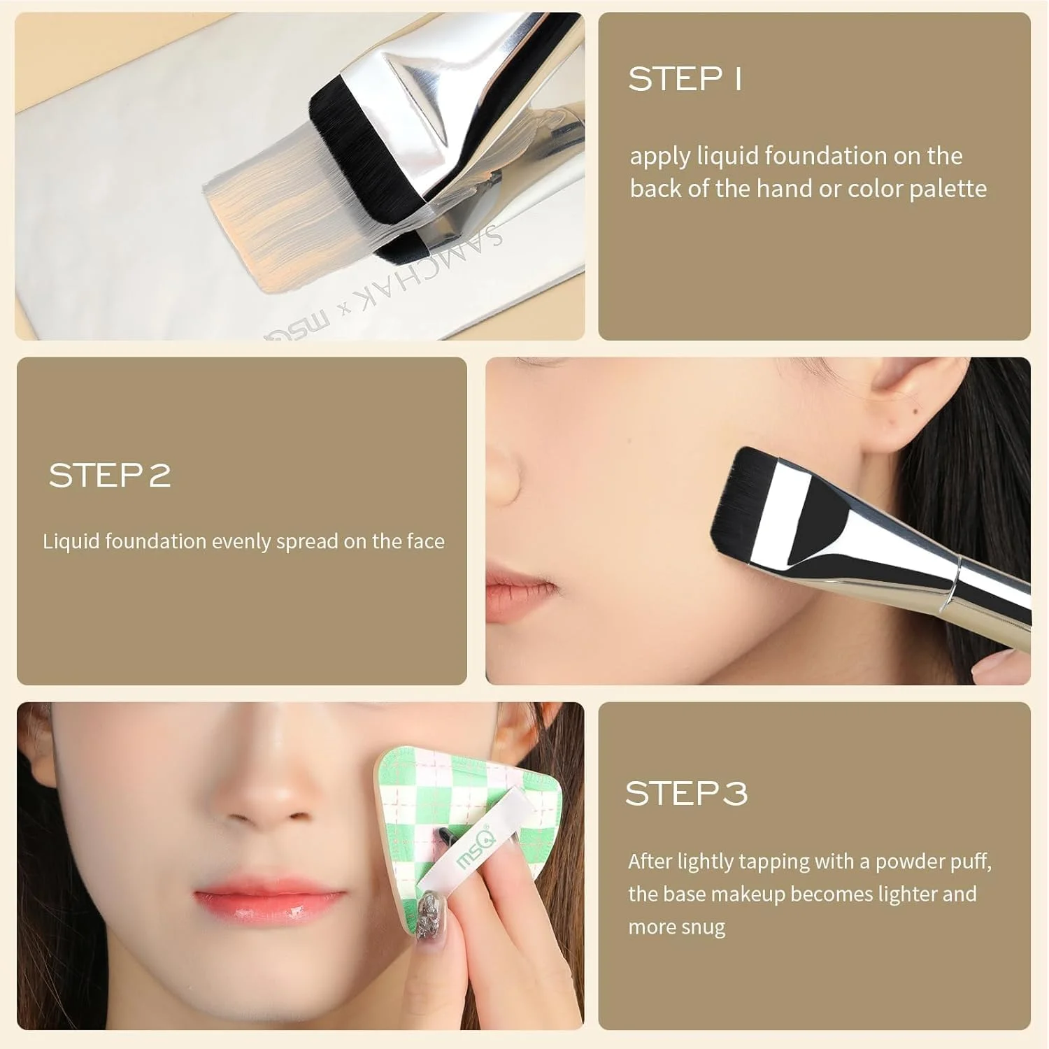 ست دو عددی براش کرم پودر کره ای - دو سر تخت و لیسه ای مناسب برای مایعات و کرم ها | ست براش آرایشی ترکیبی درجه یک (2 عدد) ست دو عددی براش کرم پودر کره ای - دو سر تخت و لیسه ای مناسب برای مایعات و کرم ها | ست براش آرایشی ترکیبی درجه یک (2 عدد)