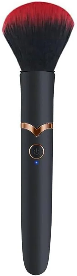 براش آرایشی برقی خزنه، براش آرایشی ماساژور ویبره با 10 سرعت، مناسب برای کرم پودر، کانسیلر یا رژگونه، براش پودر فیکس قابل تنظیم و شارژ (مشکی قرمز)