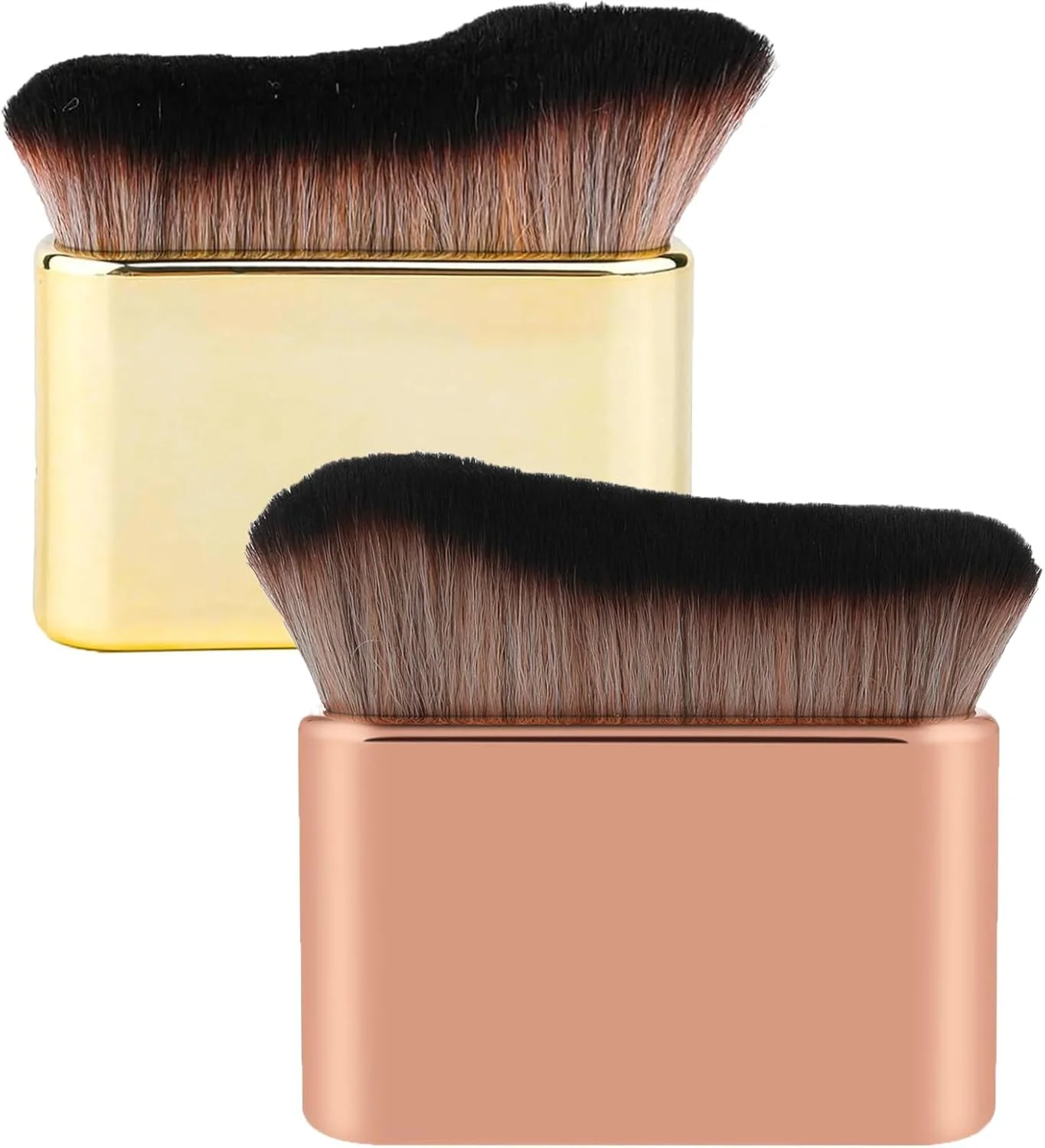 JOOTUEPO بسته 2 عددی برس های برنزه کننده خودکار، 7.5 x 6.8 سانتی متر، اندازه تخت برای برس های آرایش صورت و بدن، فونداسیون آرایش برنزه کننده خودکار مایع و موارد دیگر (رزگلد و طلایی)