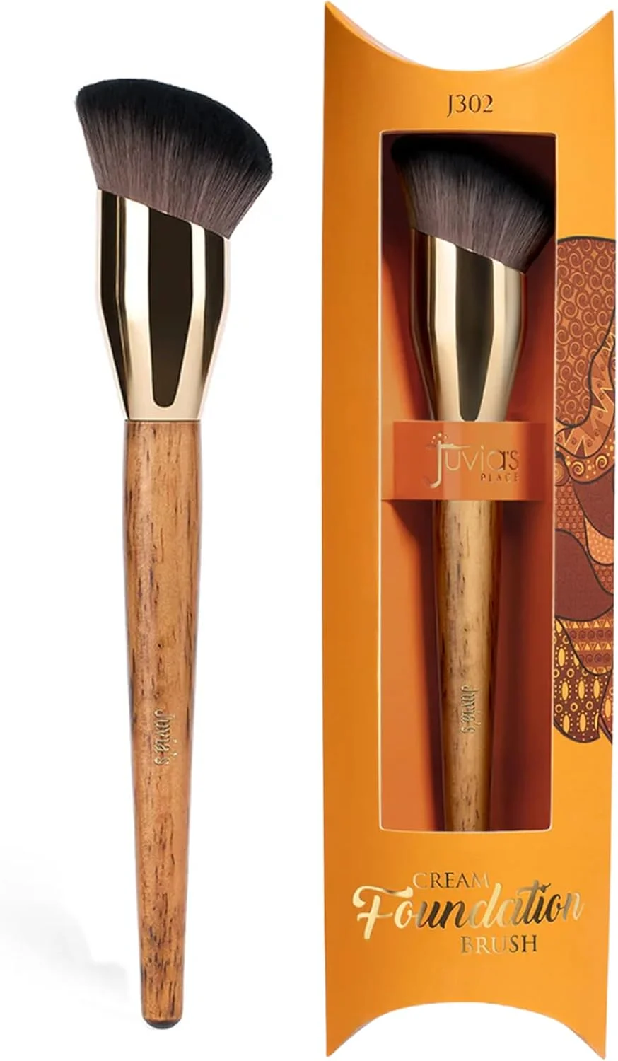 براش کرم پودر J302 برنز Juvia's Place - موهای نرم متراکم برای ترکیب یکدست، پوشش ایربراش - دسته ارگونومیک برای کانتور دقیق - مناسب برای کرم پودر، کرم، مایع و موس