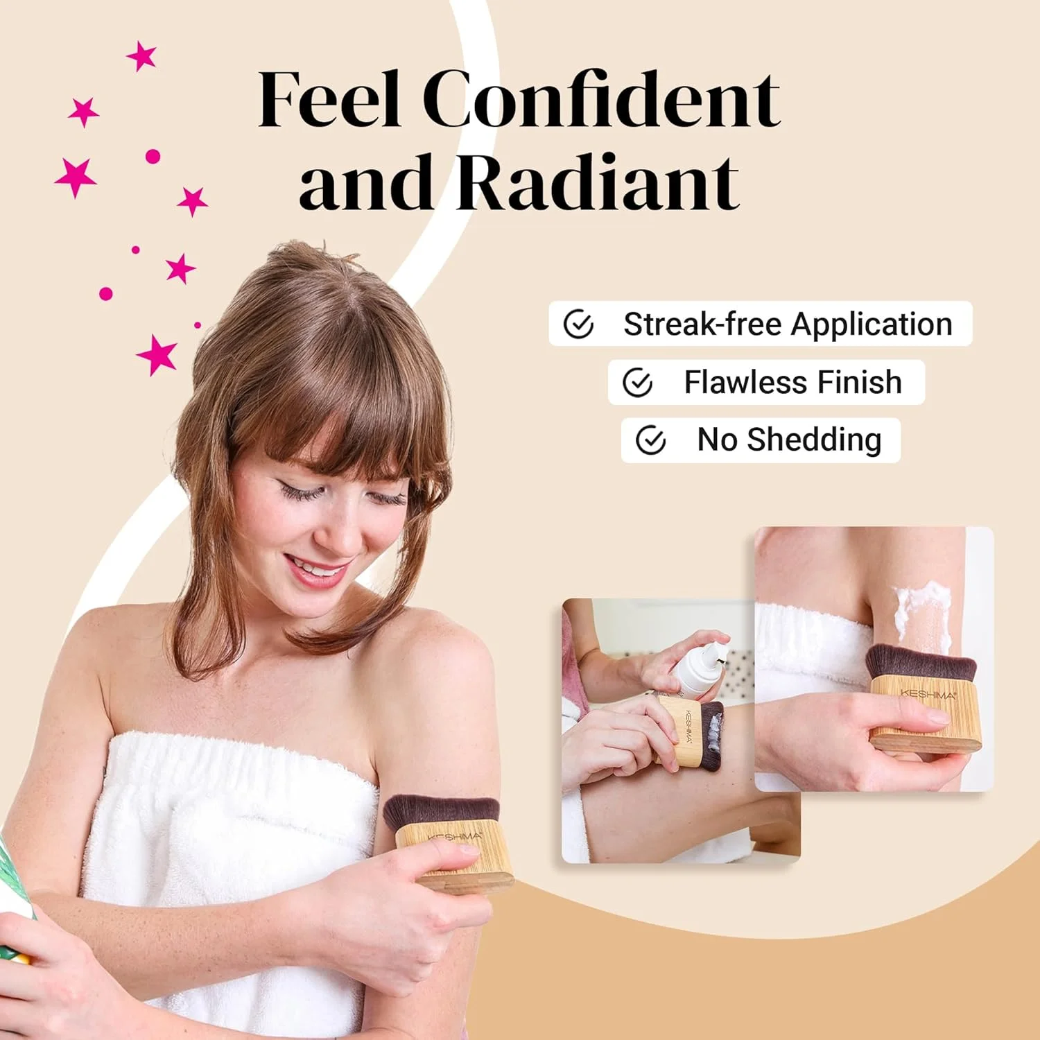 برس برنزه کننده کیشیما، برس بزرگ برنزه کننده برای صورت و بدن، برس کابوکی برای استفاده آسان و یکنواخت از برنزه کننده