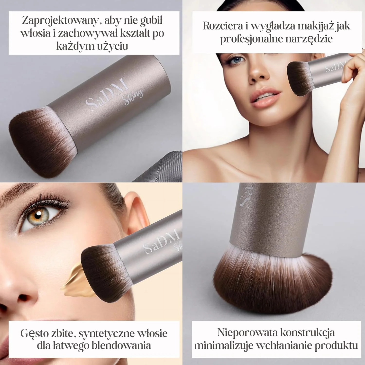 براش آرایشی کابوکی - براش ترکیبی برای پودر، کرم، کرم پودر مایع، ضد آفتاب، ترکیب رژگونه و برنزر - براش آرایش حرفه ای - براش آرایش کامل صورت - وگان و بدون تست حیوانی