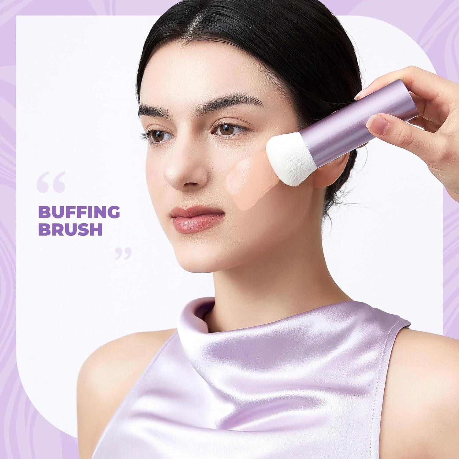 براش کرم پودر حرفه ای Jessup مناسب برای مایع، کرم و پودر، براش آرایشی بزرگ و متراکم صورت برای پوشش بی نقص و طبیعی، بنفش لوکس AS004