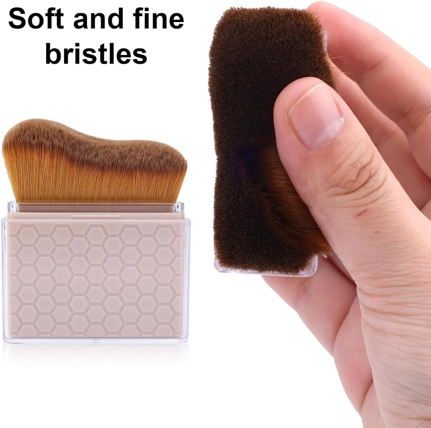 برس جمع شونده برنزه کننده JIJI&CUI با پوشش، برس کابوکی برنزر برای ترکیب کرم پودر مایع برنزه کننده، ضد آفتاب، بدن، صورت، پا و بازو (قهوه ای)