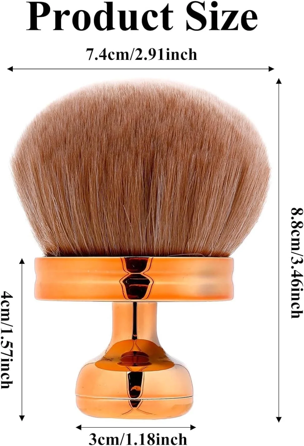 ست برس آرایشی برنزه کننده با سر پهن 3 اینچی (شامل برس کابوکی / برس پشت / برس بیضی صورت و پا) (رزگلد)